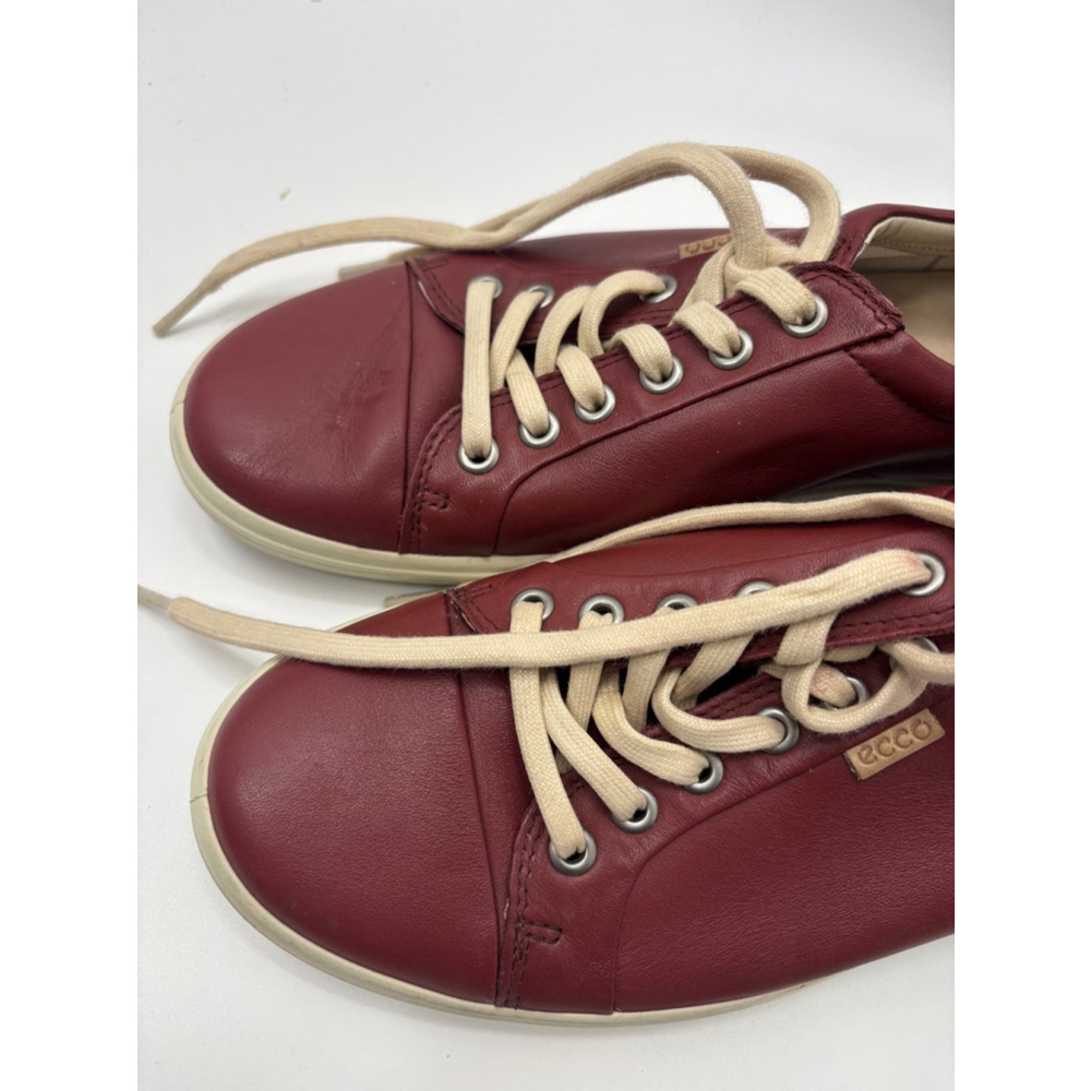 Women's ECCO leather Sneakers, Burgundy, US 9 - Picture 2 of 7